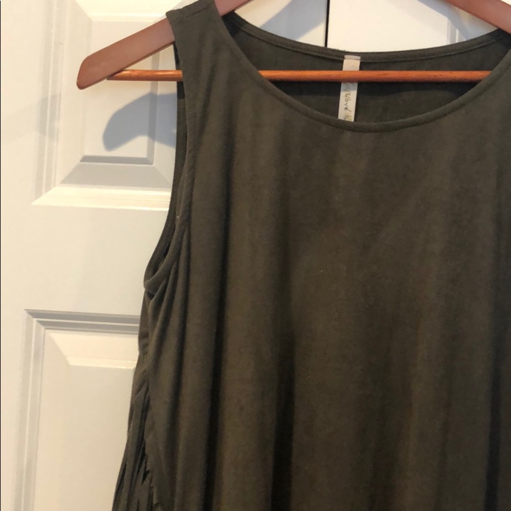 Army green suede dress - Picture 3 of 4